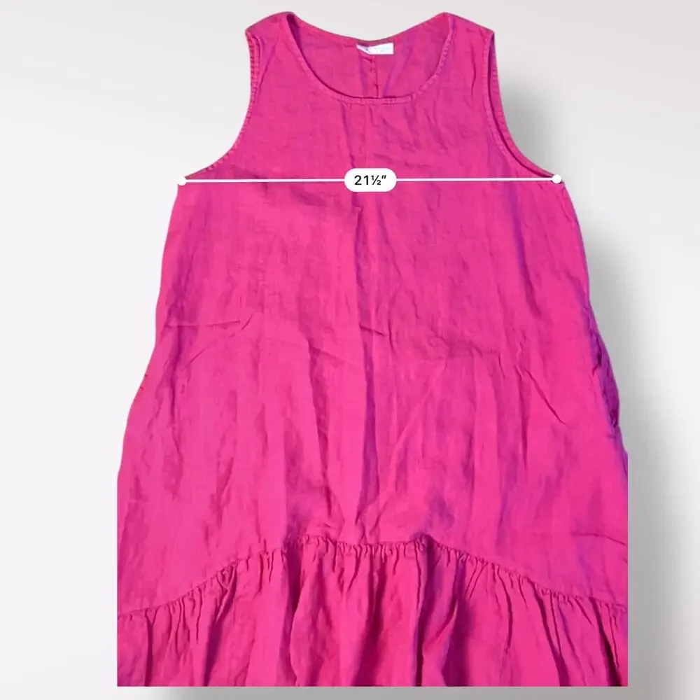 bryn Walker Pink Angelita Linen Oversized Dress Size L Lagenlook‎ Boho